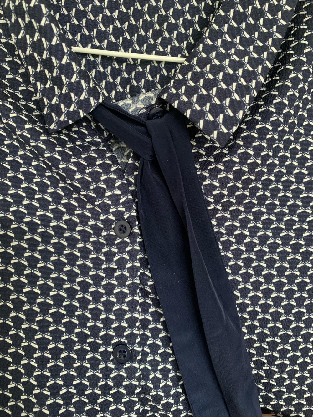 Navy Patterned Button-Up Shirt - Picture 3 of 5